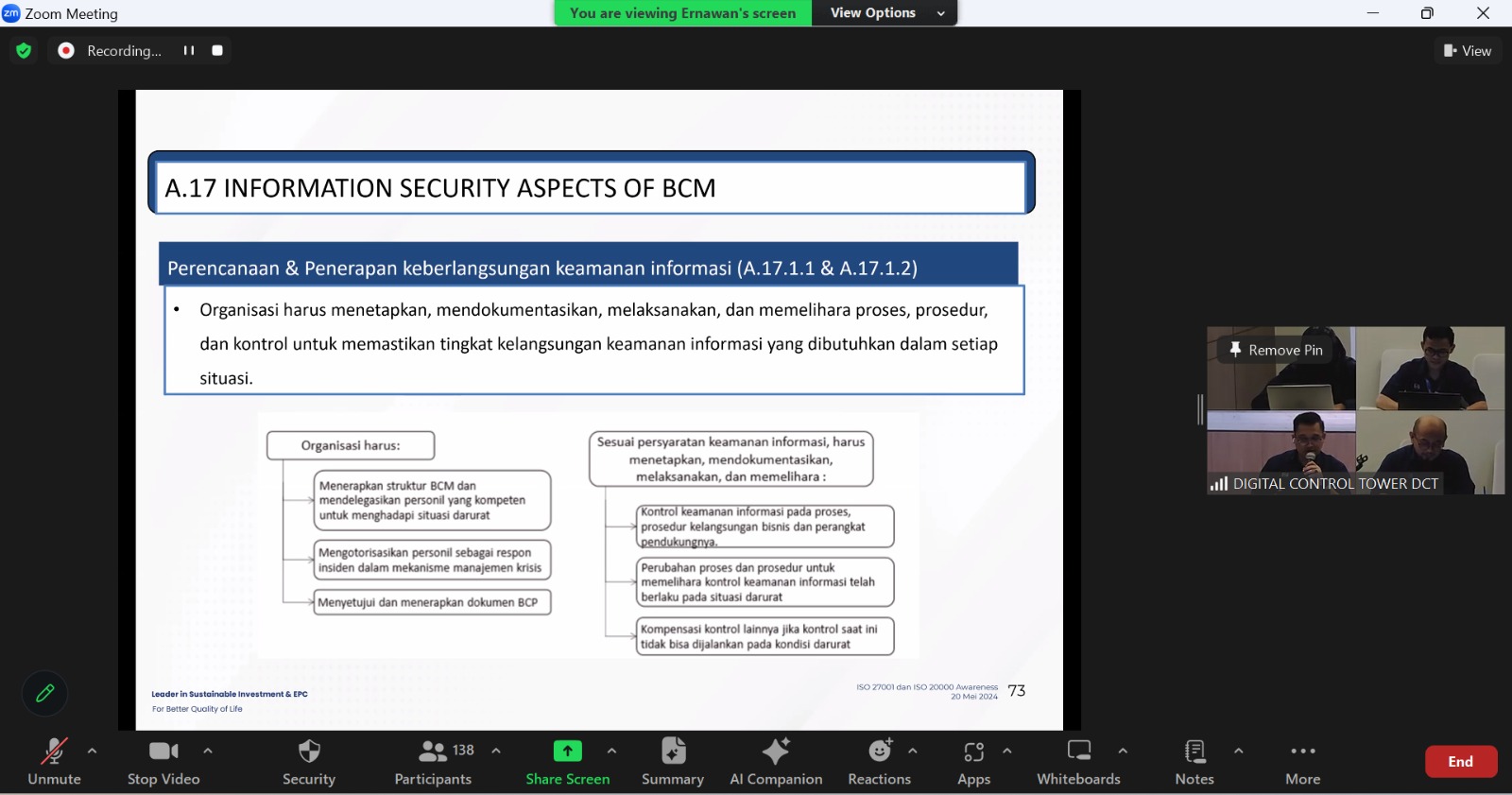 Awareness ISO 20000 ISO 27001